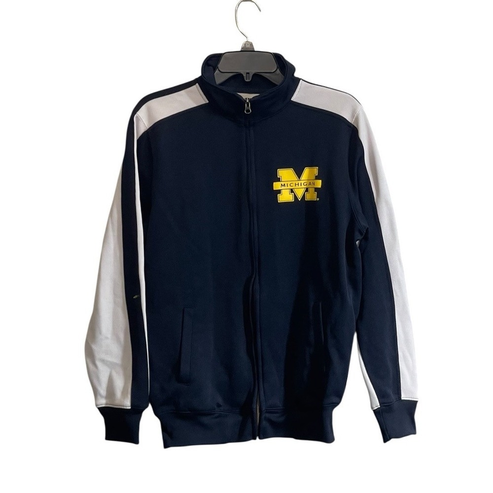 Michigan Wolverines Track Jacket Mens Small Blue Yellow Zip Champs